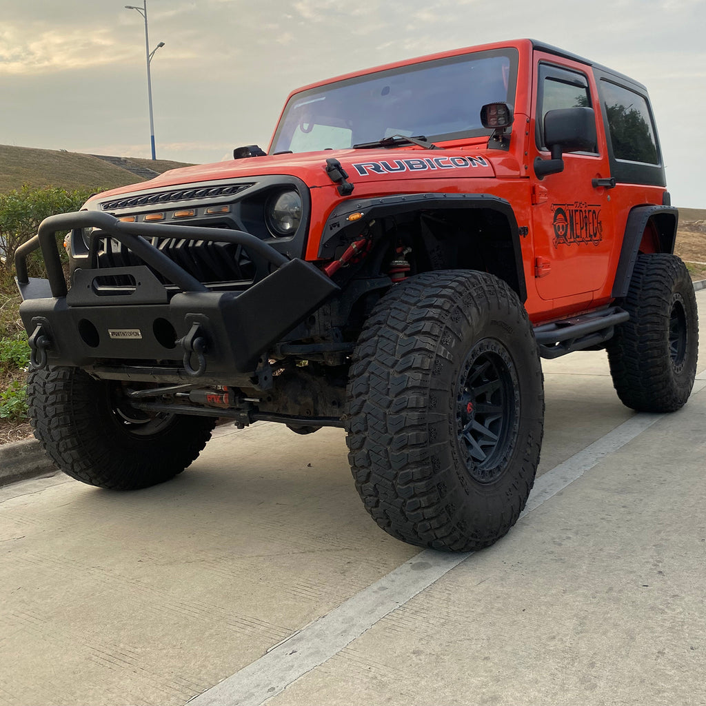 MTNTOPCN Stubby Front Bumper Compatible for 2007-2028 Jeep Wrangler, 2020-2028 Jeep Gladiator - Upgrade Your Off-Road Experience