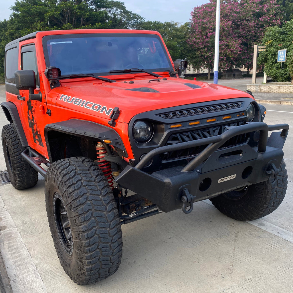 MTNTOPCN Stubby Front Bumper Compatible for 2007-2028 Jeep Wrangler, 2020-2028 Jeep Gladiator - Upgrade Your Off-Road Experience