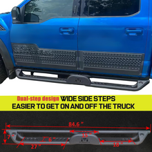 Load image into Gallery viewer, MTNTOPCN Running Boards with 2 Stairs Compatible for 2015-2024 Ford F150, 2017-2022 F250 F350 Super Duty Supercrew Cab - Enhance Your Vehicle with Durable Steel Nerf Bars