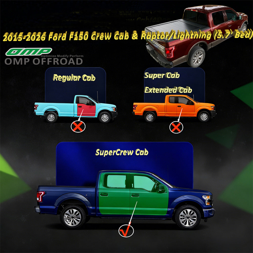 MTNTOPCN Retractable Hard Tonneau Cover | Fits 2015-2026 Ford F150 Crew Cab & Raptor/Lightning (5.7' Bed)| Patent Design Heavy-Duty | Built Wild. Driven Free (Retractable)