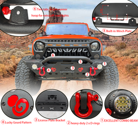 MTNTOPCN Front Bumper Compatible for Jeep Wrangler & Gladiator with Calabash Brother – Gourd Design-Upgrade Your Off-Road Experience (Small Gourd Front Bumper)