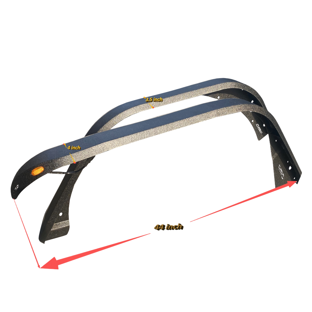 OMP Offroad Steel Fender Flares Compatible for Jeep Wrangler (JL/JLU 2018-2026) | Desert Viper Blade Design –No-Drill Bolt-On | Crawling Moab Rocks (4" + 2 Aluminum Inner Liners))