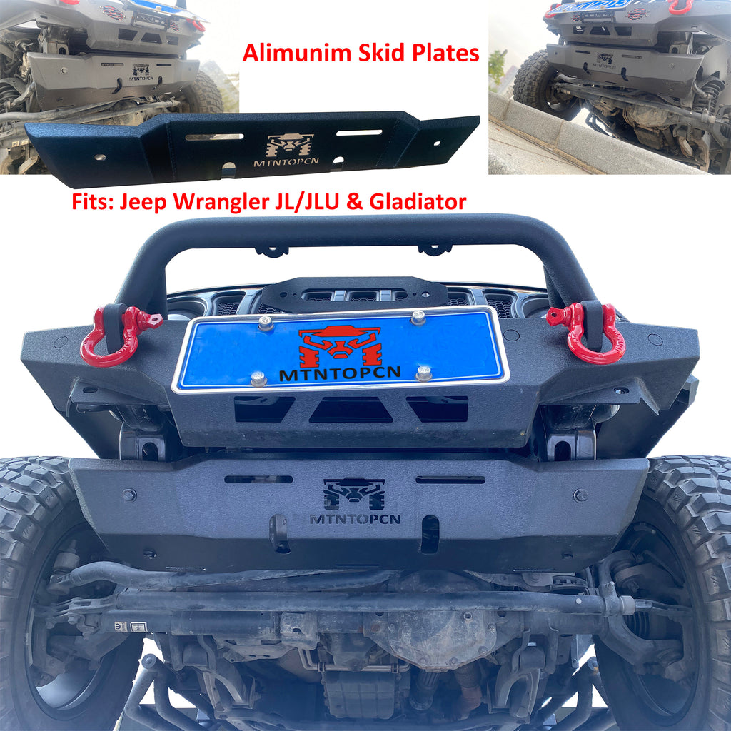 MTNTOPCN Aluminum front skid plates for Jeep Wrangler JL/JLU and Jeep Gladiator