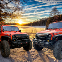 Load image into Gallery viewer, MTNTOPCN Steel Front Bumper Fits Jeep Wrangler 2007-2028 &amp; Gladiator 2020-2028 | Heavy-Duty Winch-Ready with Stinger Bar | Extreme Rock Crawler (Stubby &amp; LED Lights Equipped)