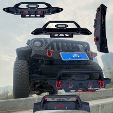 Load image into Gallery viewer, MTNTOPCN Steel Front Bumper Fits Jeep Wrangler 2007-2028 &amp; Gladiator 2020-2028 | Heavy-Duty Winch-Ready with Stinger Bar | Extreme Rock Crawler (Stubby &amp; LED Lights Equipped)