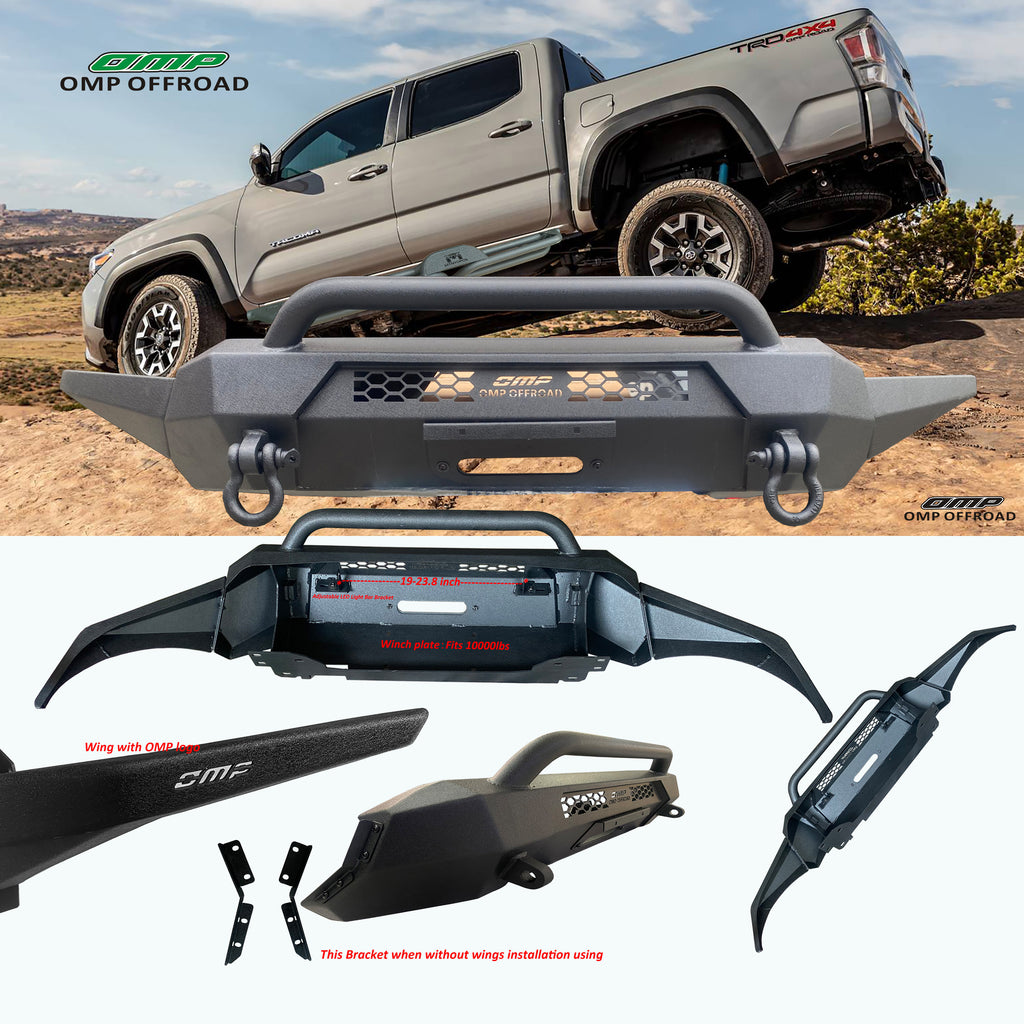 MTNTOPCN Steel Front Bumper with loop Compatible for 2016-2023 Tacoma pick up Truck