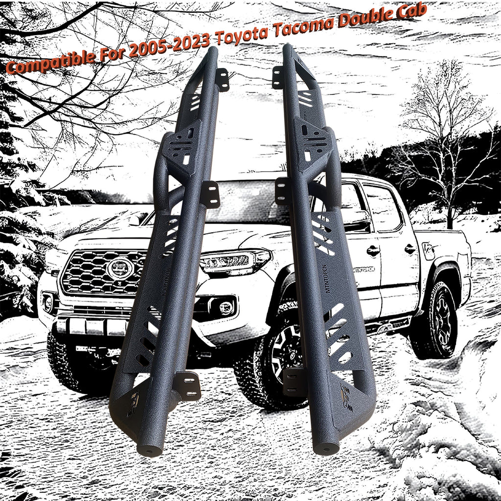 MTNTOPCN Running Board Side Step with 2 Stairs Compatible for 2005-2023 Toyota Tacoma Double Cab - Upgrade Your Truck with Heavy Duty Running Boards