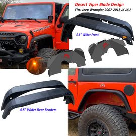 OMP Offroad Blade Concept Design Steel Fender Flares compatible for 2007-2018 Jeep Wrangler - Enhance Your Off-Roading Experience with Superior Style and Durability