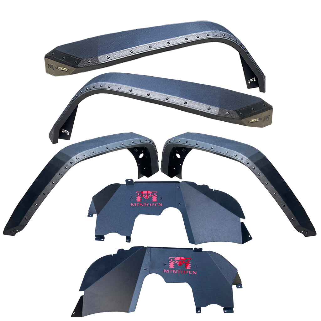 OMP Offroad Steel Fender Flares Compatible for Jeep Wrangler (JL/JLU 2018-2026) | Desert Viper Blade Design –No-Drill Bolt-On | Crawling Moab Rocks (9"+ 2 Aluminum Inner Liners)
