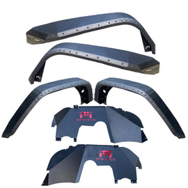 OMP Offroad Steel Fender Flares Compatible for Jeep Wrangler (JL/JLU 2018-2026) | Desert Viper Blade Design –No-Drill Bolt-On | Crawling Moab Rocks (9