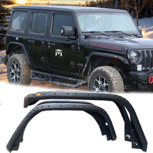 Load image into Gallery viewer, OMP Offroad Steel Fender Flares Compatible for Jeep Wrangler (JL/JLU 2018-2026) | Desert Viper Blade Design –No-Drill Bolt-On | Crawling Moab Rocks (5" No Inner Liners) Visit the OMP OMP offroad Store