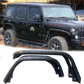 OMP Offroad Steel Fender Flares Compatible for Jeep Wrangler (JL/JLU 2018-2026) | Desert Viper Blade Design –No-Drill Bolt-On | Crawling Moab Rocks (5