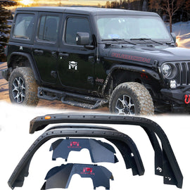 OMP Offroad Steel Fender Flares Compatible for Jeep Wrangler (JL/JLU 2018-2026) | Desert Viper Blade Design –No-Drill Bolt-On | Crawling Moab Rocks (5