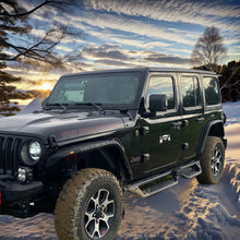 Load image into Gallery viewer, OMP Offroad Steel Fender Flares Compatible for Jeep Wrangler (JL/JLU 2018-2026) | Desert Viper Blade Design –No-Drill Bolt-On | Crawling Moab Rocks (5" No Inner Liners) Visit the OMP OMP offroad Store