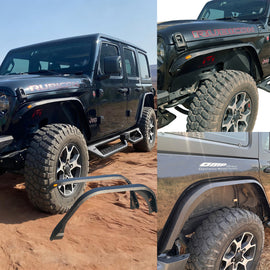 OMP Offroad Steel Fender Flares Compatible for Jeep Wrangler (JL/JLU 2018-2026) | Desert Viper Blade Design –No-Drill Bolt-On | Crawling Moab Rocks (4
