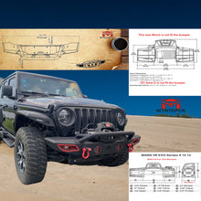Load image into Gallery viewer, MTNTOPCN AQMR Front Bumper, Compatible for 2007-2024 Jeep Wrangler Rock Crawler Bumper with Winch Plate Mounting &amp; 2 x LED Lights &amp; 2 x D-Rings Off Road and Utilizes OEM fog lights