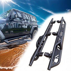 MTNTOPCN Running Boards Side Steps Compatible with Jeep Wrangler JL (2018-2028 4-Door) | 600LB Heavy-Duty Nerf Bars, No-Drill Bolt-On & Textured Black - Angled Armor Tech