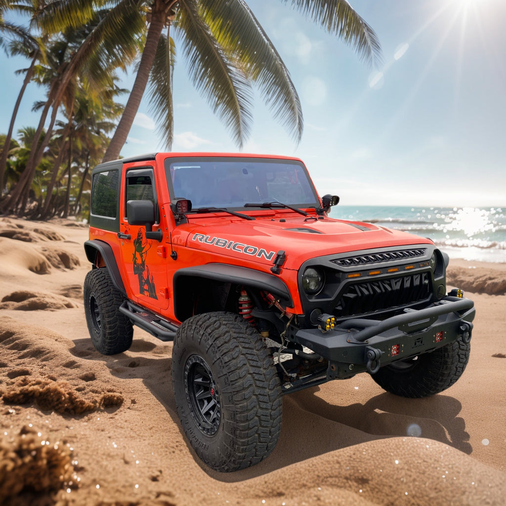 MTNTOPCN OffRoad Design Steel Tube Fender Flares Front & Rear Compatible for Jeep Wrangler 2007-2018 JK & JKU Unlimited 2 Door and 4 Door Models