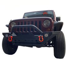 Load image into Gallery viewer, MTNTOPCN Front Bumper Compatible with 2007-2018 Jeep Wrangler JK &amp; Unlimited, Rock Crawler Bumper with Winch Plate Mounting &amp; 2 x LED Lights &amp; 2 x D-Rings Off Road