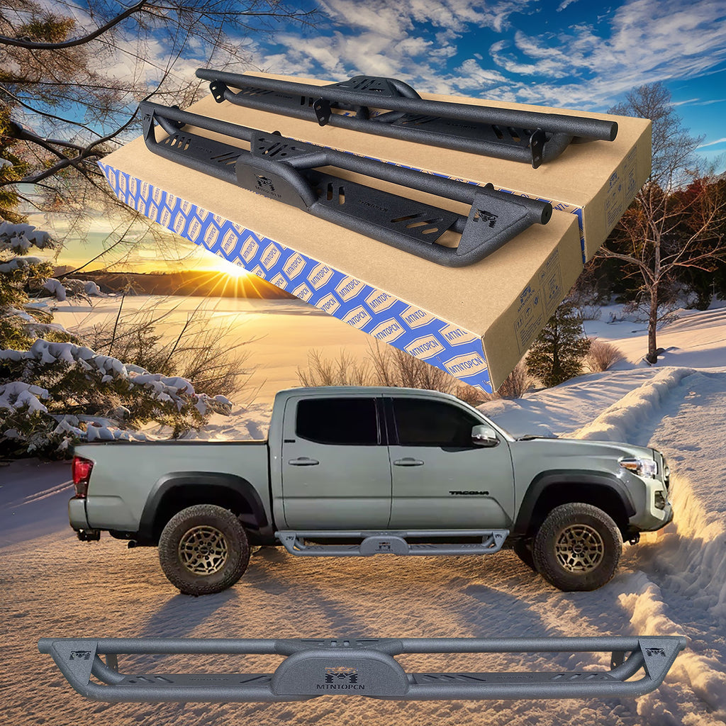 MTNTOPCN Running Board Side Step with 2 Stairs Compatible for 2005-2023 Toyota Tacoma Double Cab - Upgrade Your Truck with Heavy Duty Running Boards