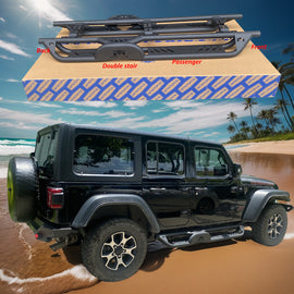 MTNTOPCN Running Boards Side Steps Compatible with Jeep Wrangler JL (2018-2028 4-Door) | 600LB Heavy-Duty Nerf Bars, No-Drill Bolt-On & Textured Black - Angled Armor Tech