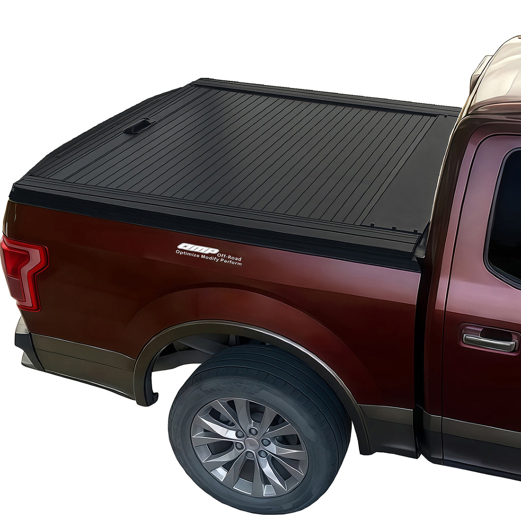 OMP Offroad Aluminum Hard Tonneau Cover | Compatible with 2015-2026 Ford F150 Crew Cab & Raptor/Lightning (5.7' Bed) | Patent Design Heavy-Duty|Optimize Modify Perform (Retractable)