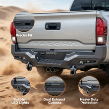 Load image into Gallery viewer, MTNTOPCN Steel Rear Bumper Compatible for 2005-2023 Tacoma - Durable and Stylish Rear Bumper with Unique LED Windows Design