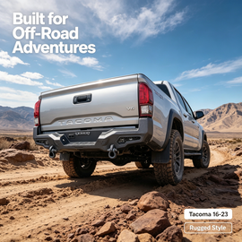 MTNTOPCN Steel Rear Bumper Compatible for 2005-2023 Tacoma - Durable and Stylish Rear Bumper with Unique LED Windows Design
