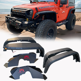 MTNTOPCN Blade Concept Design Steel Fender Flares compatible for 2007-2018 Jeep Wrangler - Enhance Your Off-Roading Experience with Superior Style and Durability (With Innder Fenders-MTN49013JK)