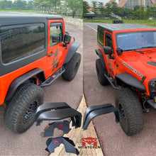 Load image into Gallery viewer, MTNTOPCN Steel Fender Flares Front &amp; Rear + Front Inner Fender Compatible for Jeep Wrangler 2007-2018 JK &amp; JKU Unlimited, Revamp Your Jeep: 2007-2018 Jeep Wrangler Fender Flares for Off-Road Adventures