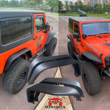 Load image into Gallery viewer, MTNTOPCN OffRoad Design Steel Tube Fender Flares Front &amp; Rear Compatible for Jeep Wrangler 2007-2018 JK &amp; JKU Unlimited 2 Door and 4 Door Models